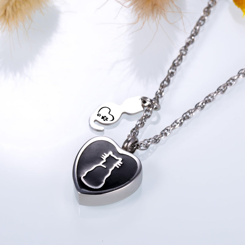 Heart Urn Necklace for Ashes Cat Cremation Necklace Pet Keepsake Fur Pendant Ashes Necklace Memorial Locket Ashes Holder - PawsPlanet Australia