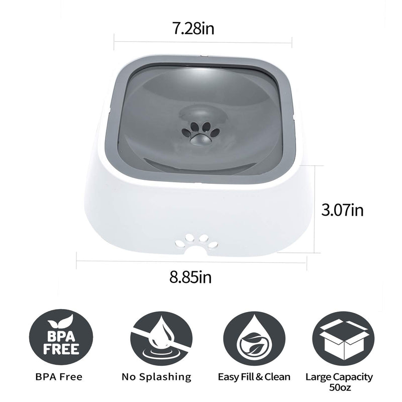 Keador Pet Water Bowl for Dogs and Cats, Water Bowl for Dogs No Spill, BPA Free Materials, Unspillable Dog Bowl, No Spill Cat Water Bowl, Slow Water Feeder, Dog Water Bowl No Splash, Grey - PawsPlanet Australia