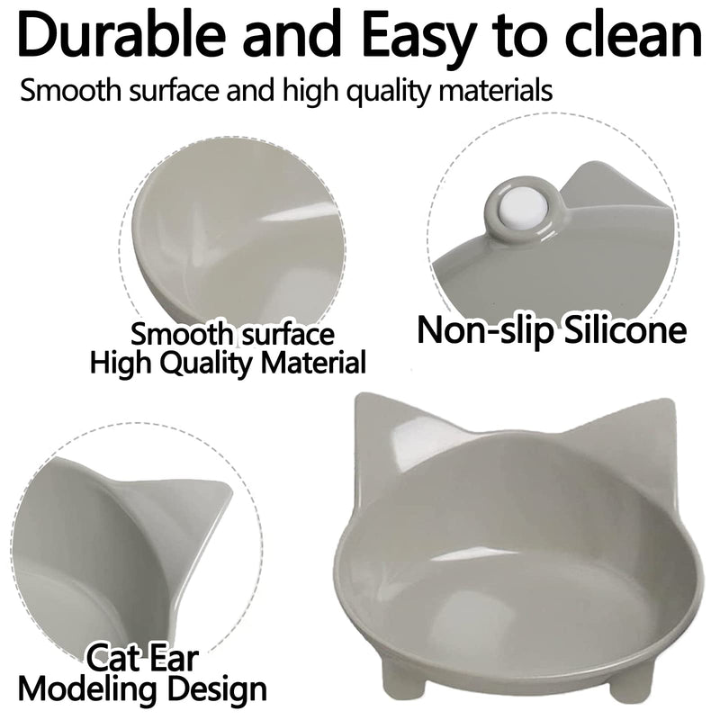 Cat Bowls, Anti-slip Multi-purpose Pet Feeding Bowl, Cat Food Bowl with Non Slip Rubber for Relief of Whisker Fatigue, Set of 3 - Grey, white and yellow - PawsPlanet Australia