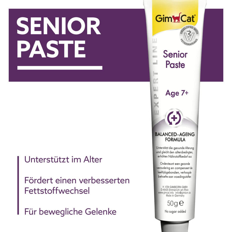 GimCat EXPERT LINE Senior Paste - functional cat snack supports healthy aging for cats aged 7 and over - 1 tube - PawsPlanet Australia