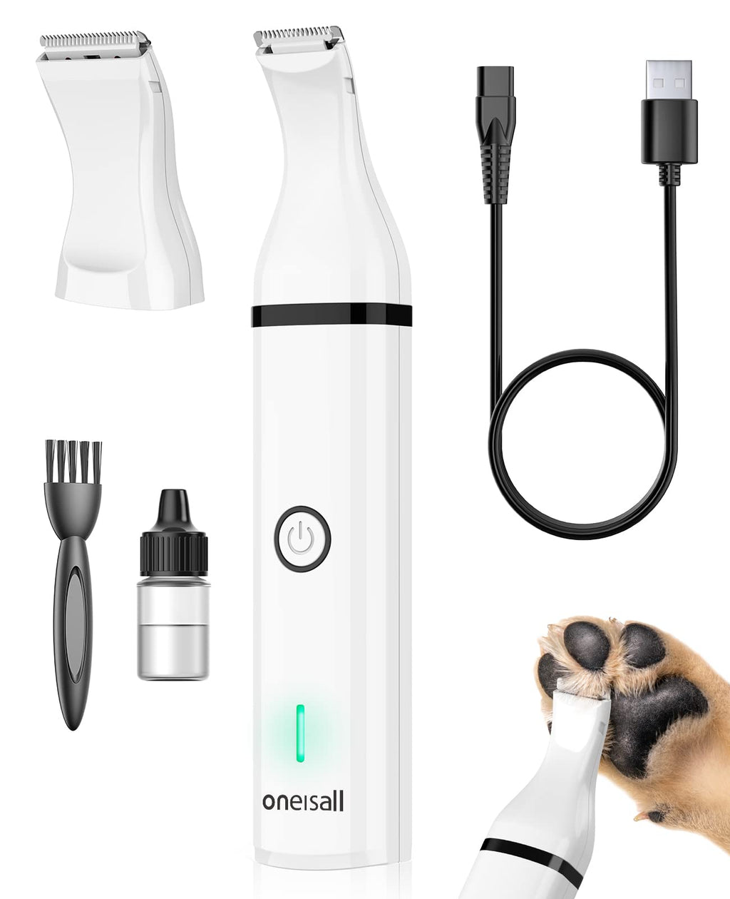 oneisall clipper dog paws quiet dog clipper paw trimmer paw razor for dogs cats paws, eyes, ears, face, body white - PawsPlanet Australia