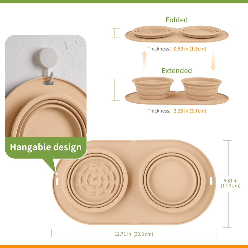 Dog Food Bowls Pet Bowls & Dog Water Bowls with No-Spill and Non-Skid, Feeder Bowls with Dog Bowl Mat for Small Medium Large Size Dogs Cats Puppy Pets Beige - PawsPlanet Australia