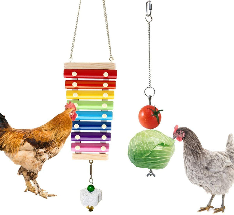 RSKY Chicken Xylophone Toy for Hens,Suspensible Chicken Toys with 8 Metal Keys of Grinding Stone for Chicken Coop Pecking Toys,Hanging Feeder Chicken Coop Toys for Hens - PawsPlanet Australia