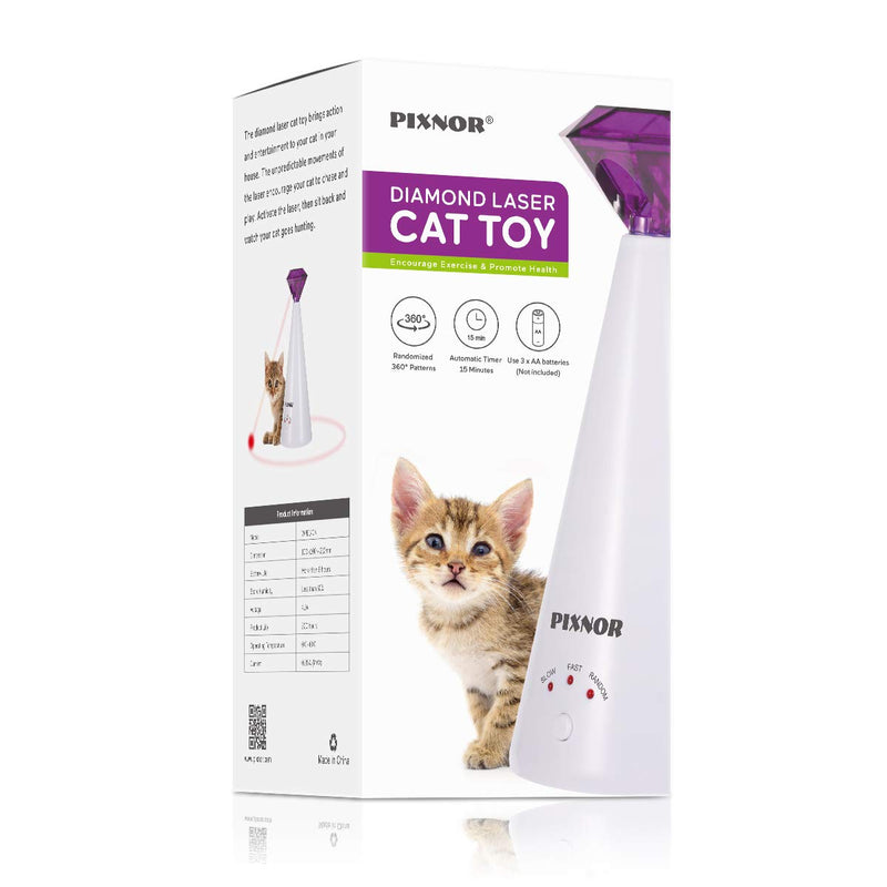 [Australia] - PIXNOR Cat Toy Pet Laser Pointer for Cats Automatic Rotating Catch Training, Adjustable 3 Speeds, Automatic Rest Period, Pretty Diamond Shape, Battery Powered 