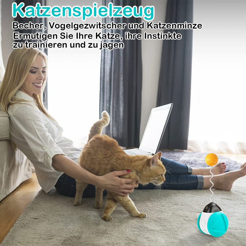 SHTALHST Cat Toy, Self-Employment, with Catnip & Birds Chirping, Funny Cat Ball, Tumbler Toy, Interactive Cat Toy, Helps Cats Increase Their Vitality Blue Lake - PawsPlanet Australia