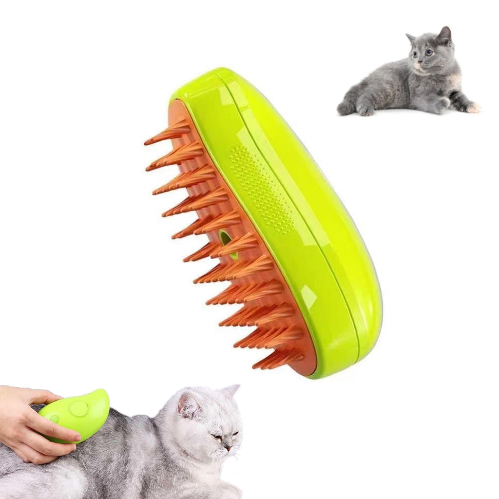 Steamy Cat Brush, 3 In1 Cat Steamy Brush, Self Cleaning Steam Cat Brush, Multifunctional Cat Steam Brush, Cat Steamer Brush for Massage, Cat Hair Brush for Removing Tangled and Loosse Hair (Green) - PawsPlanet Australia