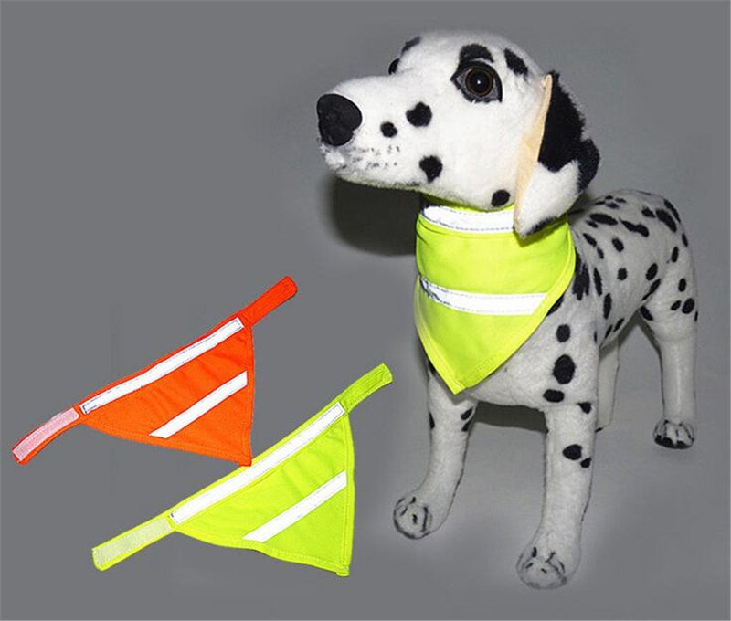 Dog Bandanas Reflective Dog Scarf Velcro Dog Bandana Cat 2-Pack Yellow&Orange Pet Bandana Neck:L(15.7"-20.4") - PawsPlanet Australia