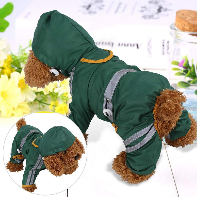 Smandy Dogs Raincoats, Dog Reflective Waterproof Windproof Adjustable Protective Lightweight Hooded Raincoat Pet Puppy Jacket Jumpsuit Apparel(Green M) Green M - PawsPlanet Australia