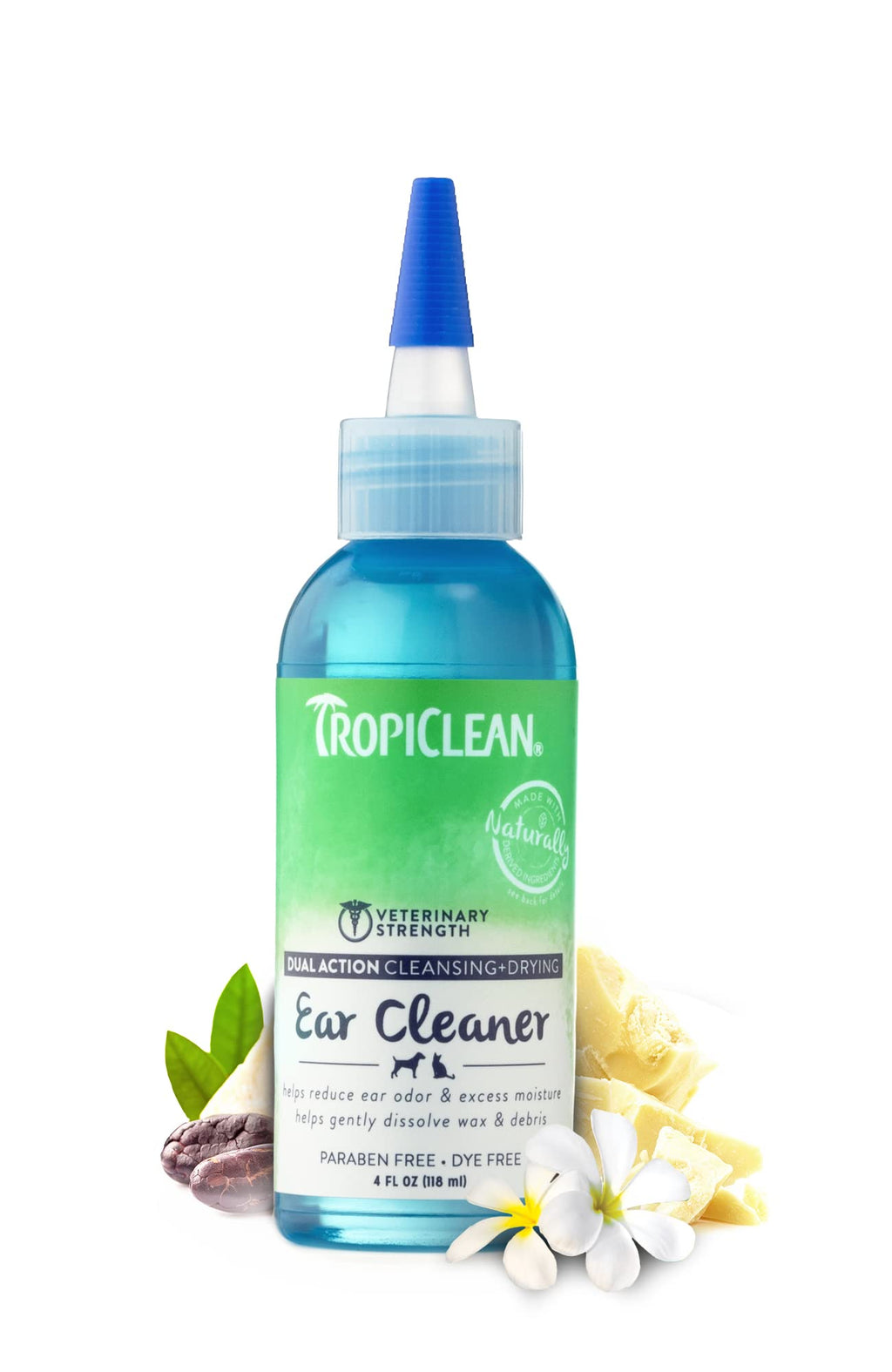 TropiClean Dual Action Pet Ear Cleaner - Clean and Dry - Reduces Odor and Excess Moisture - Removes Earwax and Dirt - 118ml - PawsPlanet Australia