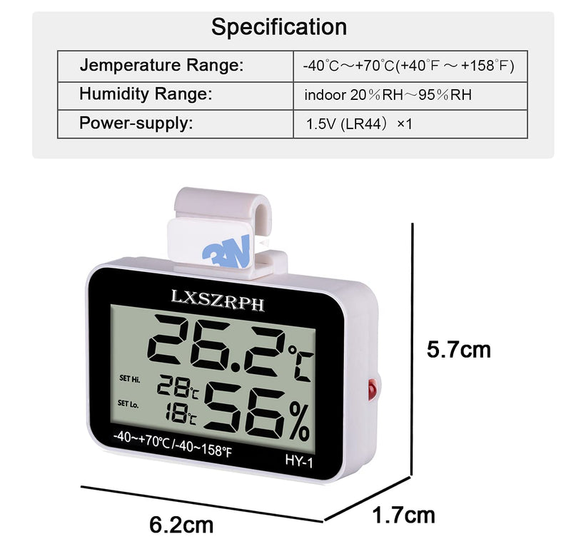 LXSZRPH Reptile Thermometer Hygrometer with High Low Temperature Alarm Digital Temperature Humidity Meter Gauge with Hook for Reptile Tanks, Terrariums, Vivariums, Black, 1 Pack (1Pack) 1Pack - PawsPlanet Australia