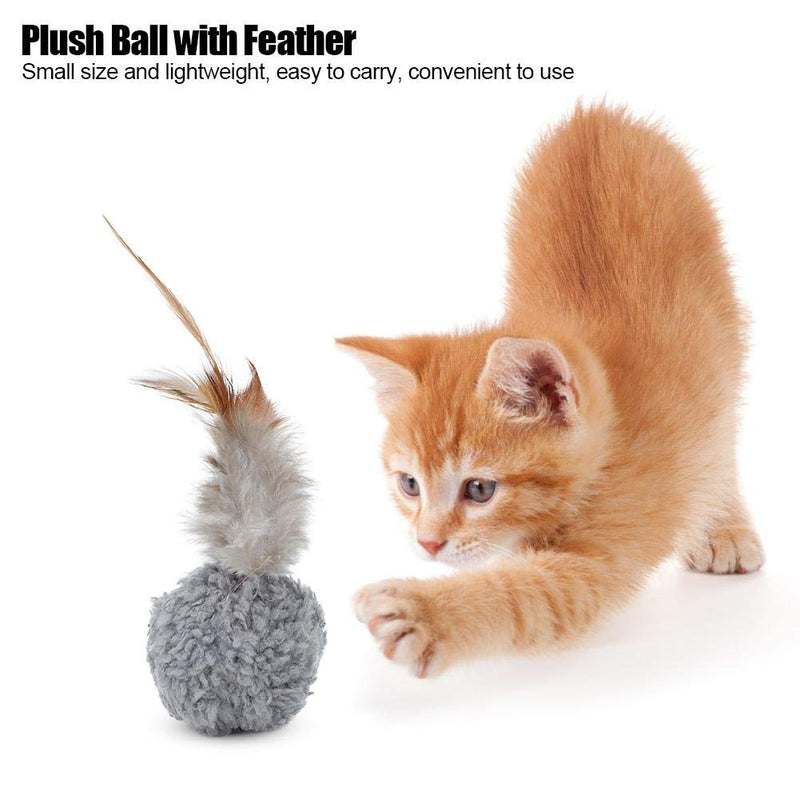 Hffheer Catnip Ball Toy Portable Cat Plush Ball Set Cat Feather Ball Toy Pet Cat Interactive Ball Kit with Feather - PawsPlanet Australia