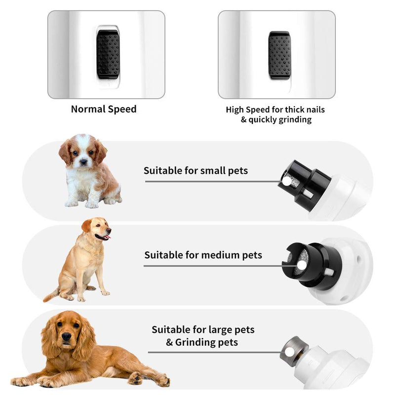 Professional Dog Nail Grinders, Electric Pet Nail File, Rechargeable and Portable Nails Trimmer Clipper, Low Noise 2 Speeds Fast Grinding for Large Medium Small Dogs Claw Care (3 Ports, USB Wire) - PawsPlanet Australia