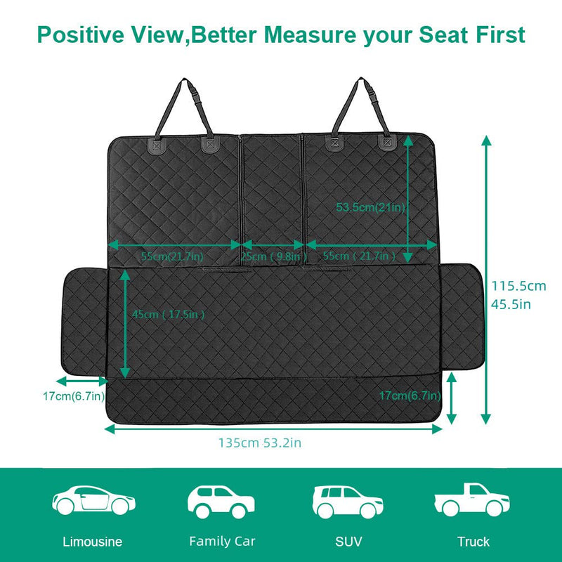 Dog Car Seat Cover for Back Seat Cover Non Stick Fur Rear Seat Protector for Kids Nonslip Water Proof Durable Bench Seat Cover for PEt Truck SUV bench dog car seat cover Black - PawsPlanet Australia