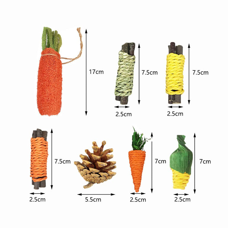 xlwen rabbit toys, 7 pieces small animal chew toys, rabbit chew toys, dental care molar toys, used for molars of rabbits, guinea pigs, gerbils, hamsters - PawsPlanet Australia