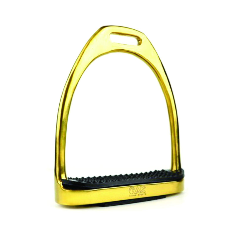 AK Stainless Steel Plane Horse Riding Equestrian Stirrups with Black Treads (Gold, 3.75'') 3.75'' Gold - PawsPlanet Australia