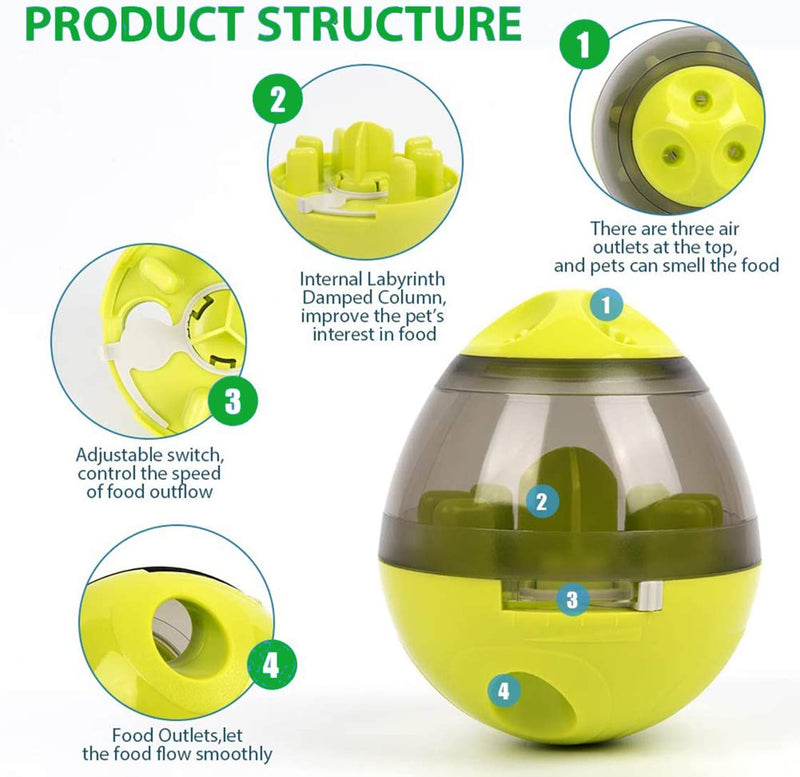 Pet Treat Dispensing Dog Toy Treat Dispenser, Dog Treat Ball,Food Dispenser Feeding-IQ Treat Ball Interactive Feeding Training Puppy for Dogs and Cats Toy Funny Puzzle Chewing Food Ball (Green) Green - PawsPlanet Australia