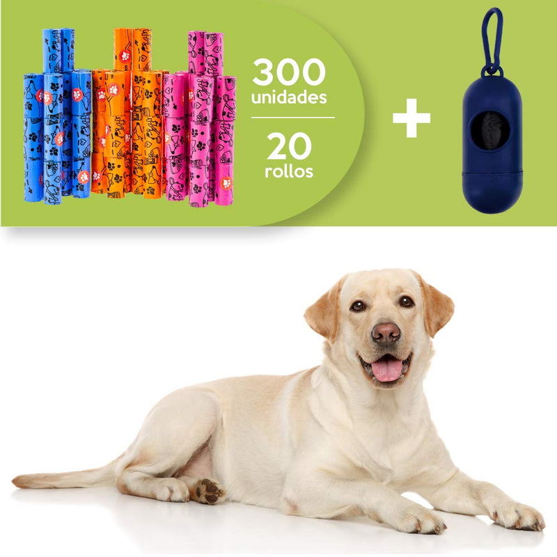 Dog waste bags with waste bag dispenser | Ecological dog poop bags for all breeds and sizes | Eco dog waste bags + linen bag holder Organic dog waste bags for resilient needs. 300 bags - PawsPlanet Australia