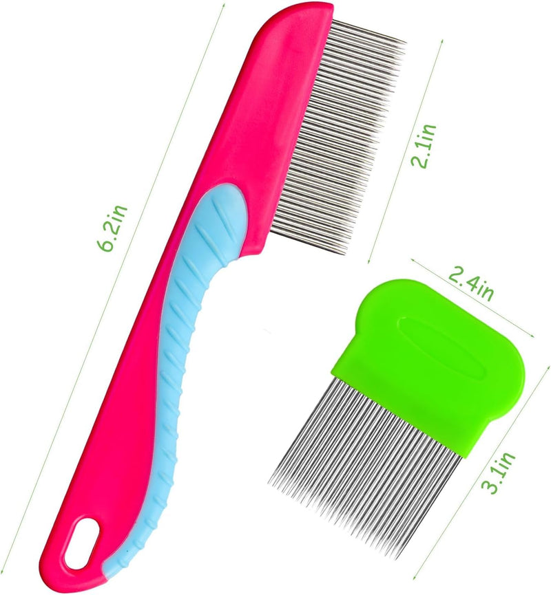 Pack of 2 lice comb, stainless steel flea comb, durable lice combs, flea comb, plastic lice comb, lice combs for caring for and removing dandruff or lice - PawsPlanet Australia