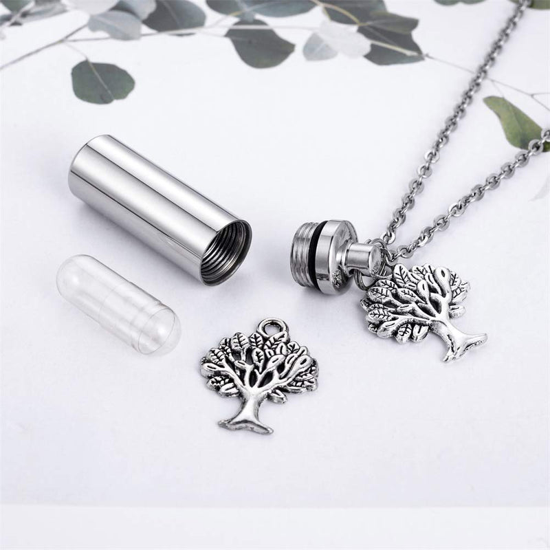 [Australia] - HooAMI Tree of Life Cylinder Cremation Urn Necklace/Keychain Keepsake Ashes Pendant Memorial Jewelry A Tree 