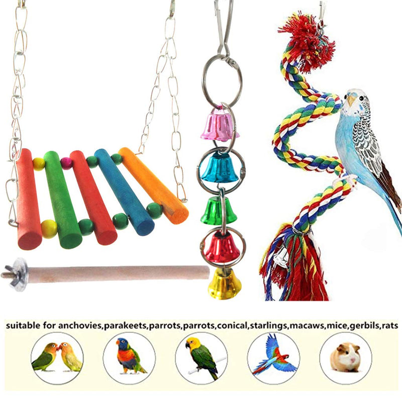 Bird Toys Parrot Toys - 9Pcs Parrot Swing Chewing Toys Cockatiels, Macaws, Parrots, Love Birds, Finches Parakeet Toys Bird Cage Accessories - PawsPlanet Australia