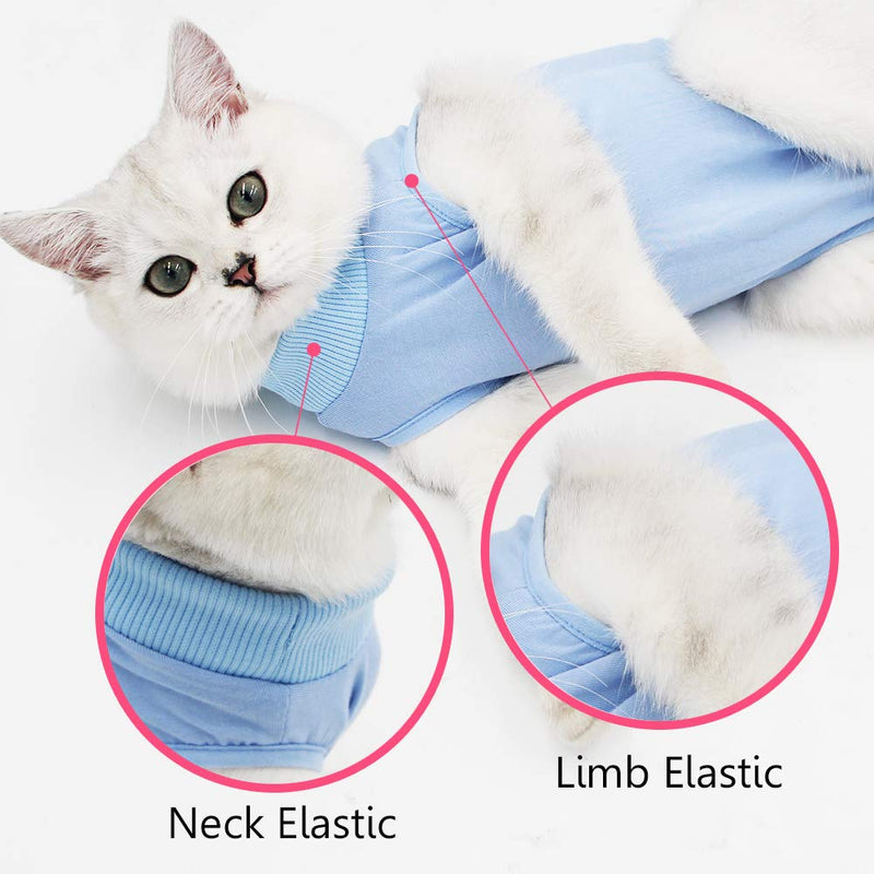 oUUoNNo Cat Wound Surgery Recovery Suit for Abdominal Wounds or Skin Diseases, After Surgery Wear, Pajama Suit, E-Collar Alternative for Cats and Dogs… (M, Blue) M - PawsPlanet Australia