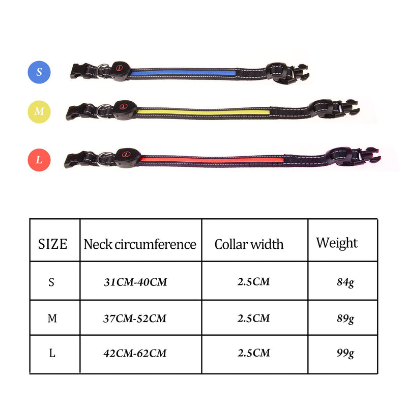 LED dog collar dogs, dog LED light collar, light collar for dogs, collar for dogs adjustable, pet safety collar with 3 lighting modes, for small medium large dogs green S - PawsPlanet Australia