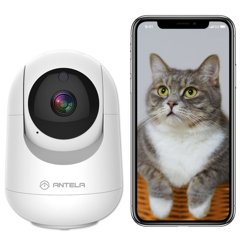 ANTELA WLAN IP camera 1080P indoor surveillance camera 2.4/5 GHz WLAN, 355°/80°, two-way audio, IR night vision and motion detection, compatible with Alexa/Google Home - PawsPlanet Australia