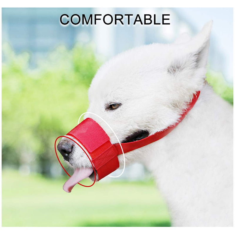Andiker Nylon Dog Muzzle for Short Snout, Dog Mouth Cover Anti Biting Barking with Adjustable Loop for Small, Medium, Large Dogs (s, red) s - PawsPlanet Australia