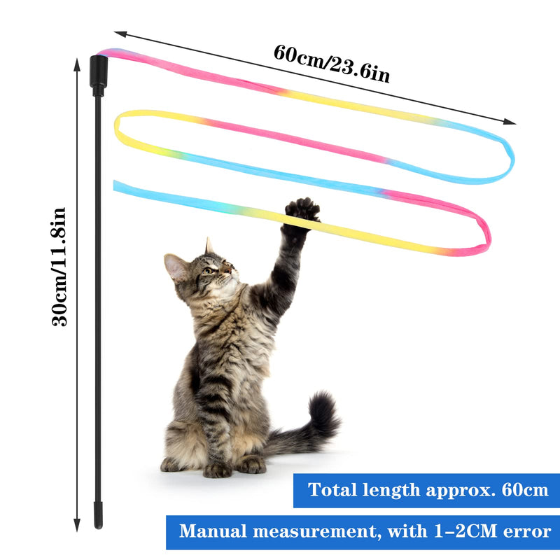 cobee Interactive Magic Wand for Cats, Rainbow Magic Wand for Cats Toy Cat Charmer String Kitten Ribbon Toy Ribbon Charmer for Playing (3 pieces, 30cm) 3 pieces, 30cm - PawsPlanet Australia