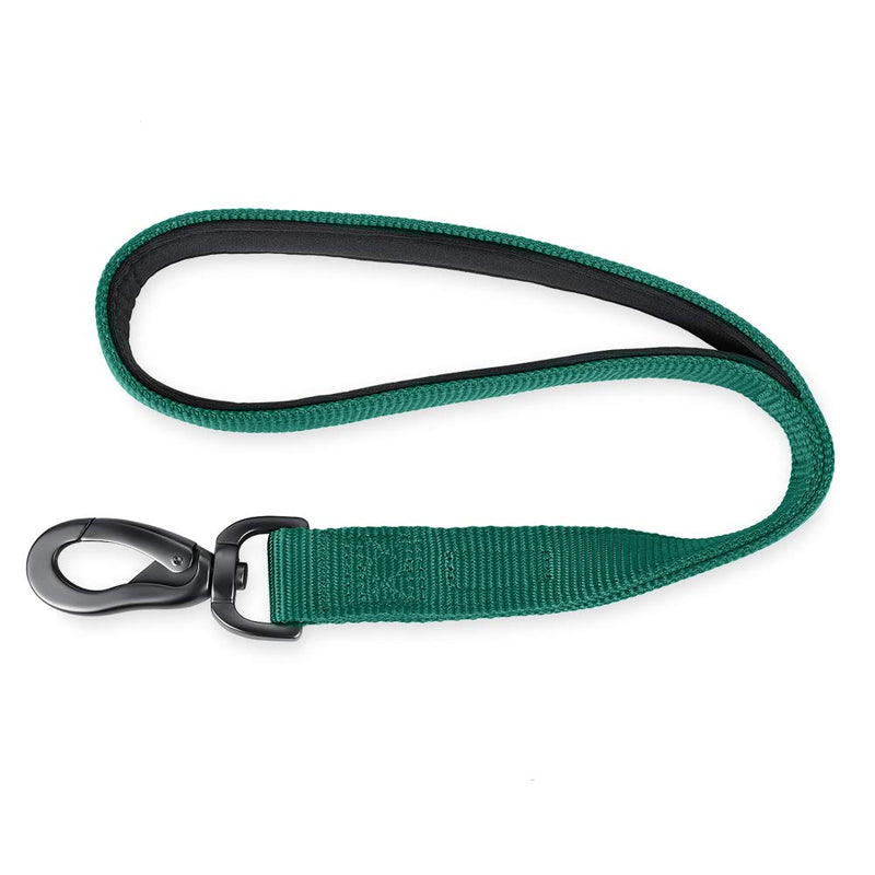 [Australia] - Hyhug Pets Premium Upgraded Traffic Durable Nylon 18 Inch Short Leash with Soft Padded Neoprene Lined Handle for Medium Large Giant Dogs, Daily Use and Professional Training. Dark Green 
