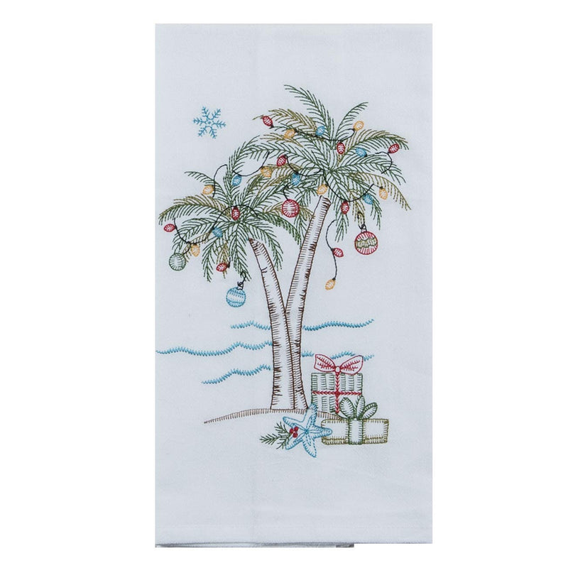 Kay Dee Designs Coastal Holiday Embroidered Flour Sack Towels - Flamingo, Palm Tree, and Sea Turtle - Set of 3 Designs - PawsPlanet Australia