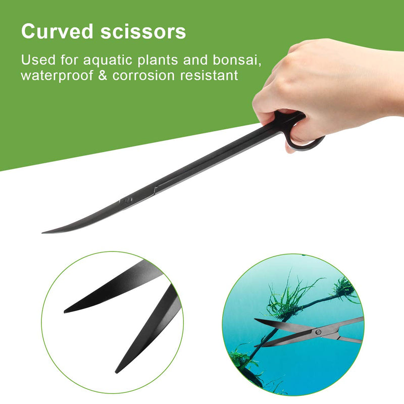 Catcan Quarium Aquascape Tools Kits, 4 in 1 Anti-Rust Aquatic Plant Aquascaping Tool Stainless Steel Black Tweezers Scissors Spatula for Aquarium Tank Clean Fish Tank Aquascape Tools Sets (Black) - PawsPlanet Australia