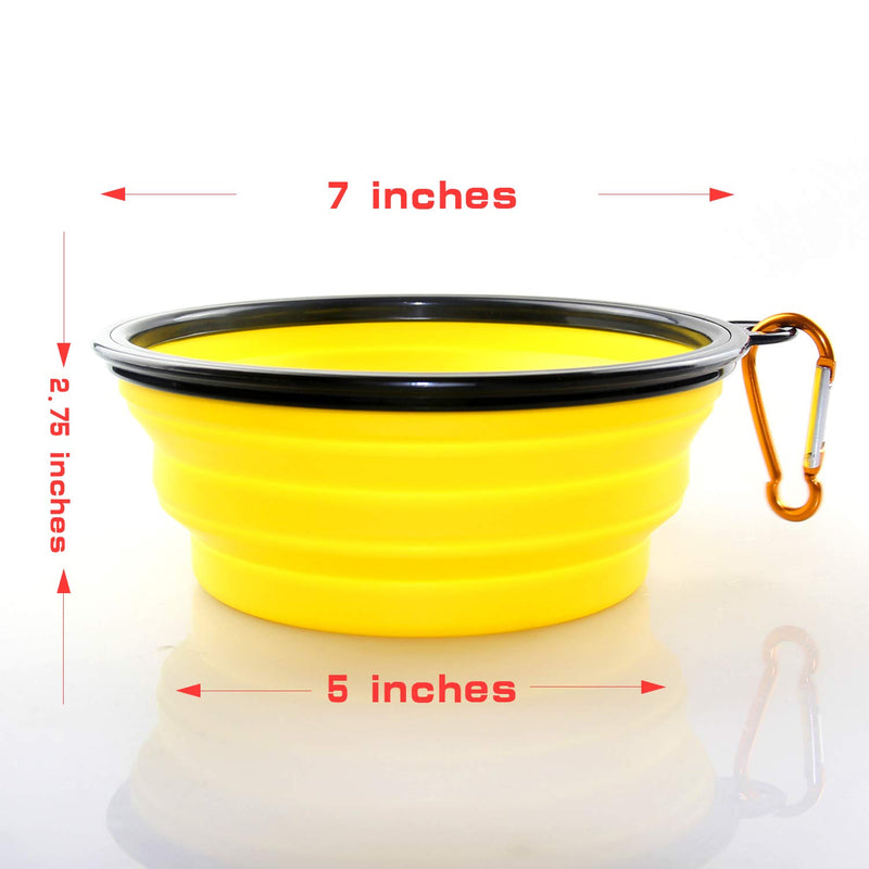 KAEHA SUN-011-07 Large Portable Folding Travel Dog Silicone Feeders, Yellow - PawsPlanet Australia