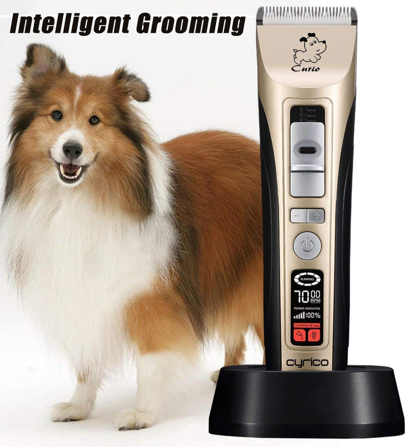 cyrico 5-Speed Dog Clippers Professional Heavy Duty Dog Grooming Clippers for Thick Coats Pet Trimmers Clippers for Dogs Cats with Intelligent LCD Reminder (5-Speed) - PawsPlanet Australia