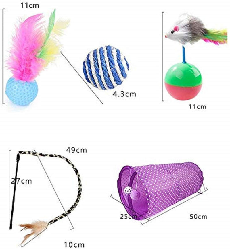 [Australia] - PURSUE 28 Pcs Cat Toys Kitten Toys Assorted, Cat Tunnel Catnip Fish Feather Teaser Wand Fish Fluffy Mouse Mice Balls and Bells Toys for Cat Puppy Kitty with Storage Bag 