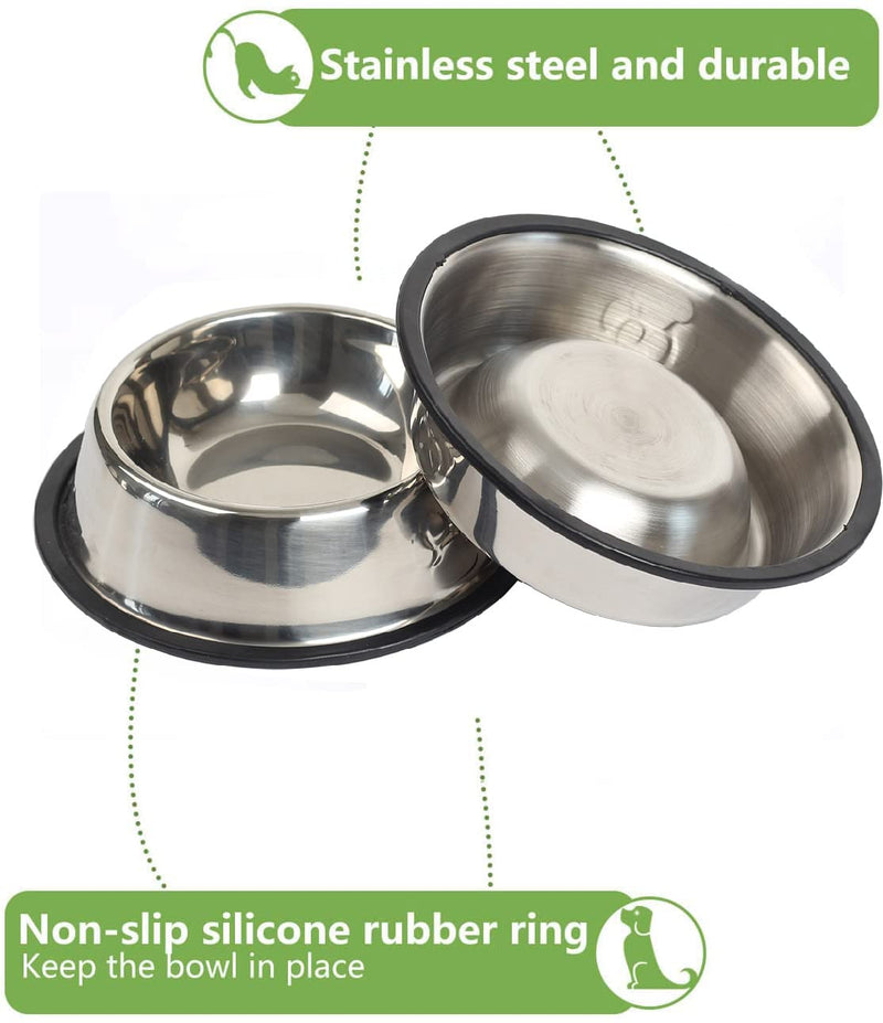 3 Pack Cat Bowl Stainless Steel, Non-Slip Metal Cat Food Water Bowls, Pet Feeding Bowl with Rubber Base for Indoor Cats Small Dogs - PawsPlanet Australia
