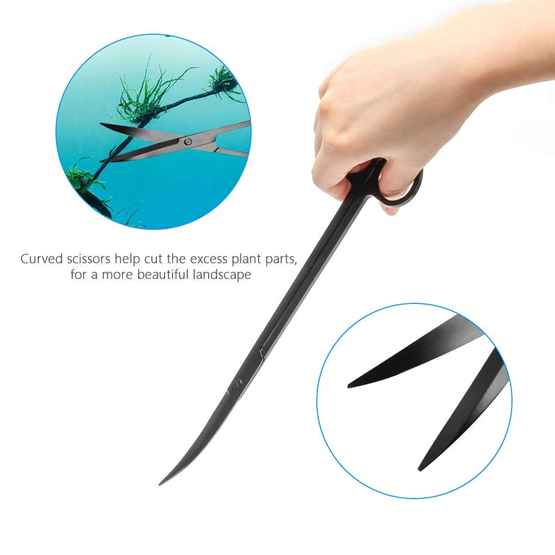 Liveek Aquarium Aquascape Tools Kit, 4 in 1 Anti-Rust Aquatic Plant Aquascaping Tool Stainless Steel Tweezers Scissors Spatula for Aquarium Tank Clean Fish Tank Aquascape Tools Sets 12.5in Black - PawsPlanet Australia