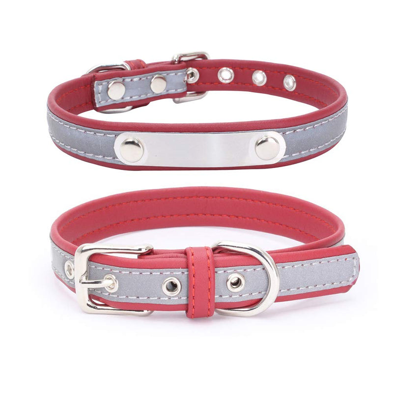 ETOPARS Lettering Pet Dog Collar Leashes Set, Reflective Dog Collar, Cat Dog Collar Leash Set, Double-layer Soft Leather Pet Leash, Pet Collar Leash for Small and Medium Dogs L Red - PawsPlanet Australia