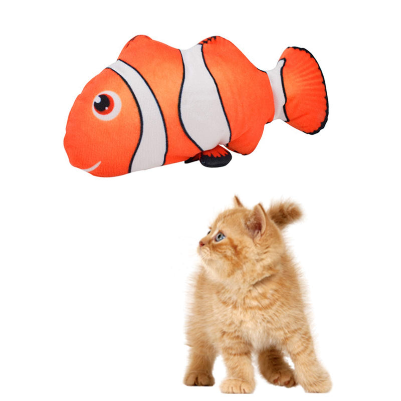 Eurobuy Moving Fish Cat Toys Electric Wagging Fish Cat Toy USB Flopping Fish Cat Toy Interactive Stuffed Simulation Plush Fish Shape Clownfish Toy for Cat Exercise, Biting, Chewing and Kicking Orange-Red - PawsPlanet Australia