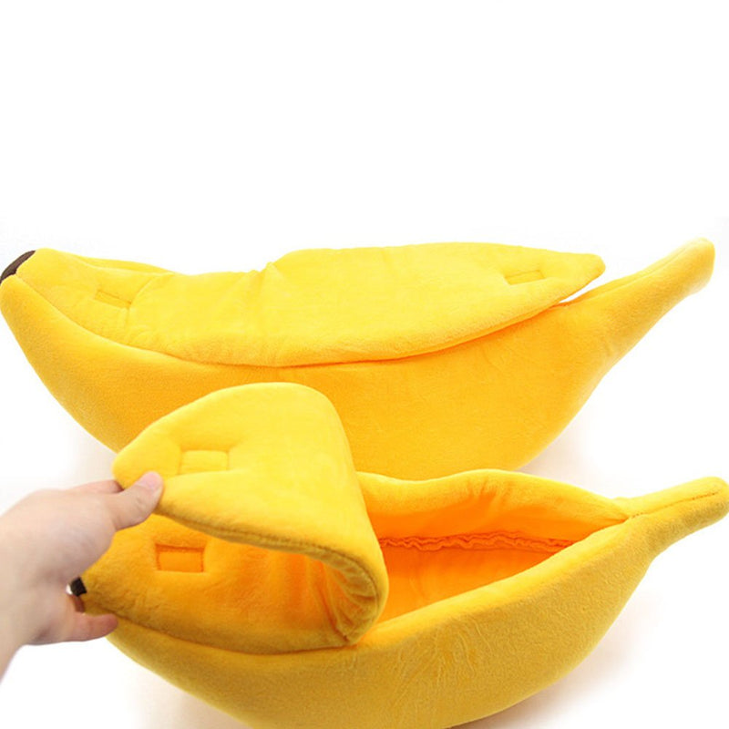 [Australia] - WORDERFUL Stylish Pet Dog Cat Banana Bed House Pet Boat Dog Cute Cat Snuggle Bed Soft Yellow cat Bed Sleep Nest for Cats Kittens L 