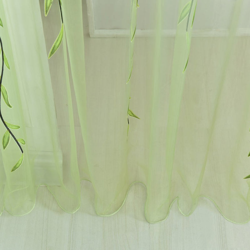 Norbi Willow Voile Tulle Room Window Curtain Sheer Voile Panel Drapes Curtain 39.4'' x 78.8" L (Green B) Rod Pocket(39.4" x 78.8") Green2 - PawsPlanet Australia