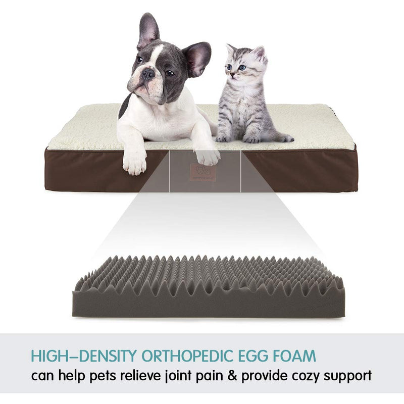 SunStyle Home Orthopedic Foam Dog Bed for Small, Medium, Large Dogs Up to 50/75/100lbs with Waterproof Removable Cover, Mattress Pet Mat Bed for Dogs & Cats - Orthopedic Egg Crate Foam Platform Espresso - PawsPlanet Australia