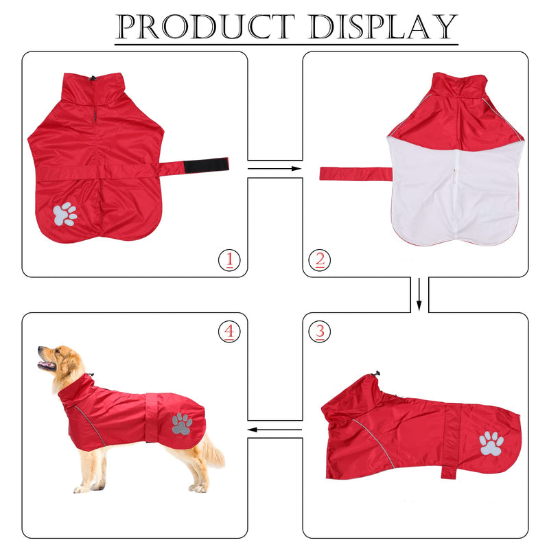 Geyecete Dog Raincoat Jacket Adjustable Lightweight Raincoat cloth Best Gift for dogs with Safe Reflective-Red-S S Red - PawsPlanet Australia