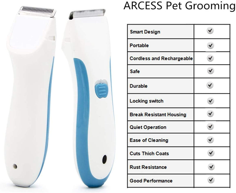 ARCESS Quiet USB Rechargeable Cordless Mini Clippers for dog cat pet Hair Trimmer Grooming Kit - PawsPlanet Australia