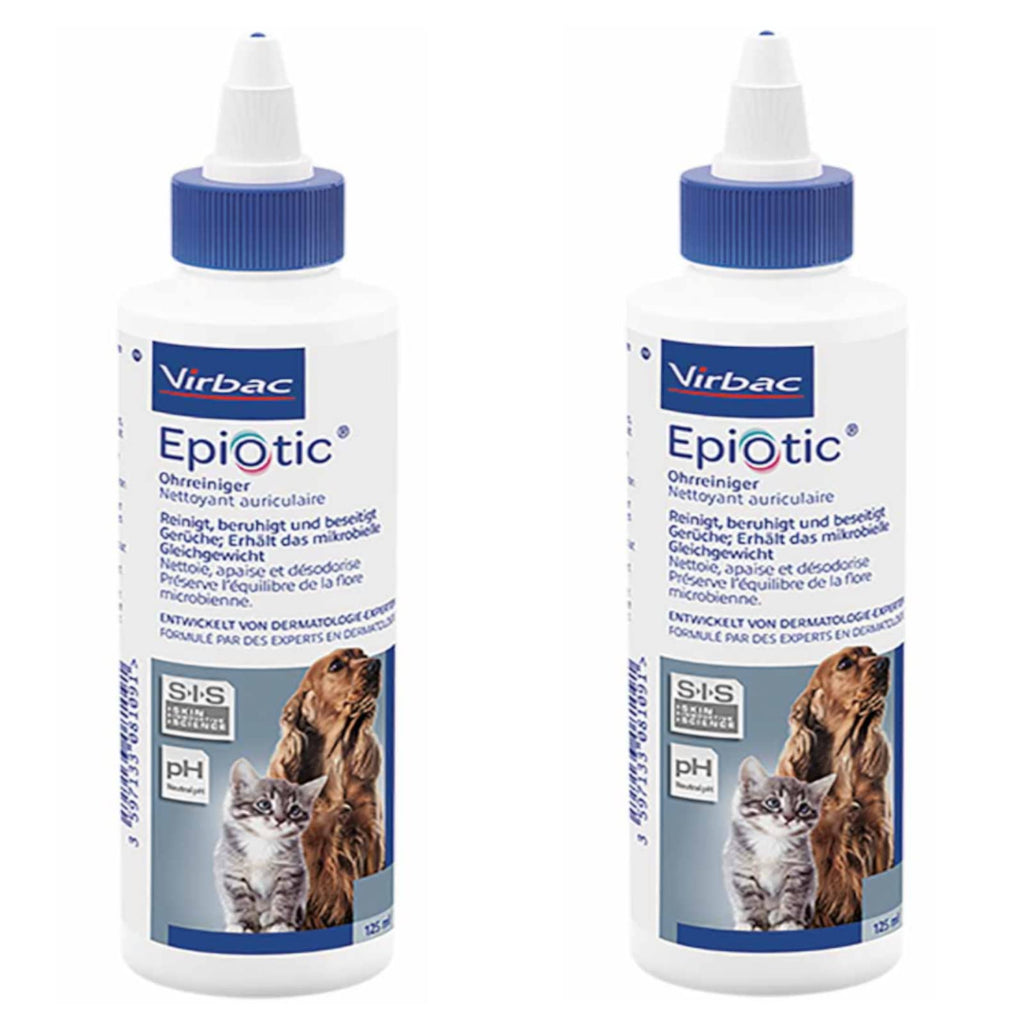 Virbac Epiotic Ear Cleaner for Animals for Ear Care - Twin Pack - 2 x 125 ml - PawsPlanet Australia