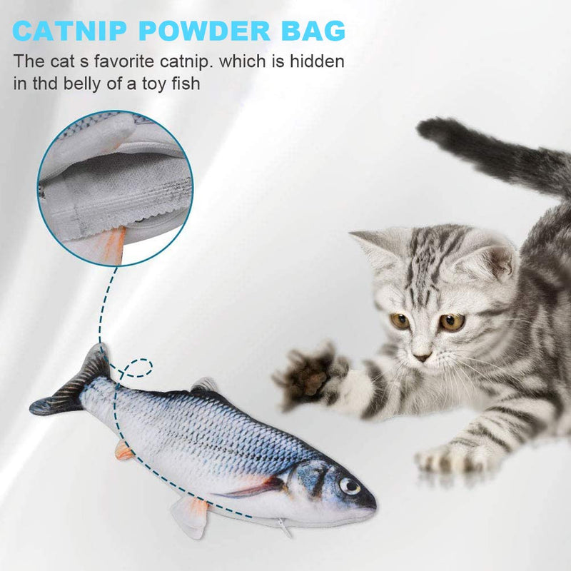 Moving Fish Cat Toy, Electric Flopping Cat Kicker Fish Toy, Catnip Fish Toys for Cats, Zippered Style, Realistic Plush Electric Wagging Fish Toys Simulation Interactive Funny Chew Toy for Cats - PawsPlanet Australia