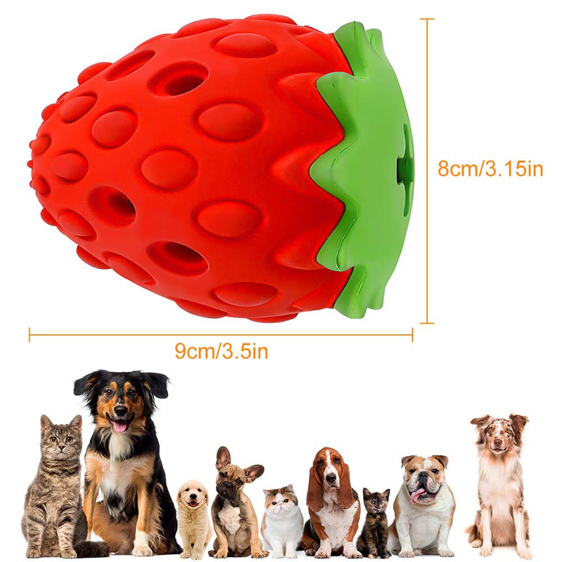 Ertisa Dog Ball Indestructible Strawberry Rubber Chew Treat Dispenser Dog Toy, Tooth Cleaning Training Interactive Dog Toys for Small Medium Large Dog - PawsPlanet Australia