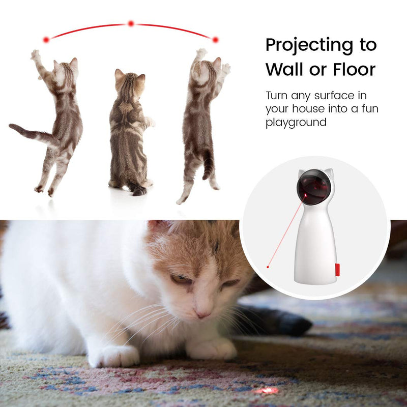 [Australia] - ZOTO Cat Laser Toy, Automatic Rotating Laser Pointer for Cats, USB/Battery Charging Operated Pet Training Exercise Chaser Tool with 5 Adjustable Modes (White) 