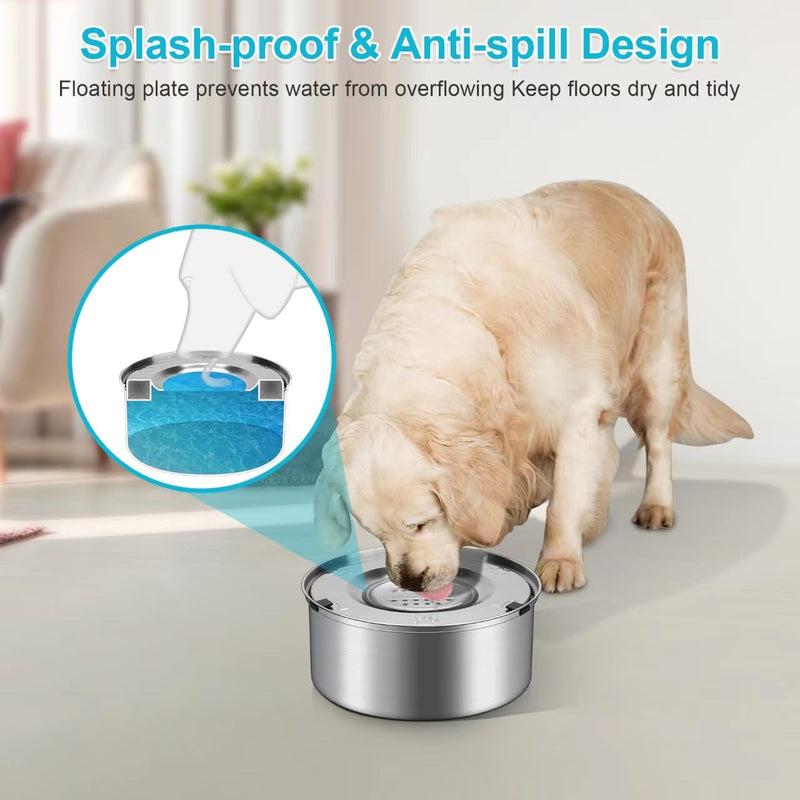 3L Dog Water Bowl，FRMITKL 101oz 304 Stainless Steel No Spill Large Capacity Dog Food Water Bowl Slow Water Feeder, Spill Proof Pet Water Dispenser Vehicle Carried Travel Water Bowl for Dogs, Cats - PawsPlanet Australia