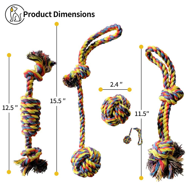 Dog Rope Toys for Aggressive Chewers,Small Medium Dog Chew Toys-4 Pack-Cotton Rope Toys,Puppy Teething Toys Cotton Rope for Chewing,Interactive Play,Tug and Teeth Cleaning - PawsPlanet Australia